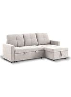 Sofá Cama 3 Cuerpos Beige 216x106x91cm Almacenaje