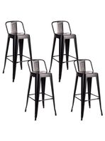 Pack 4 Piso Bar Taburete Tolix Respaldo Negro