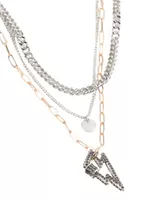 Collar Corto Triple Lightning Plateado Humana