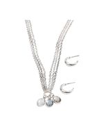 Set Collar y Aros Trio Plateado Humana