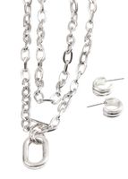 Set Collar y Aros Doble Rock Plateado Humana