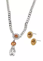 Set de aros y collar Selena Plateado ID