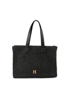 Cartera Tote Meli Tipo rafia tejida negro Playa Humana