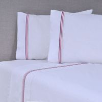 Sábana Bordada. 144 Hilos 2 P Line Rosado