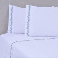 Sábana Bordada 180 Hilos 2 P Ramas Verde