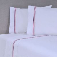 Sábana Bordada. 144 Hilos King Line Rosado