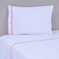 Sábana Bordada 180 Hilos 1.5 P Ramas Rosado