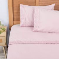 Sabana lisa  MF  Broderie Bordada 2 P Rosado