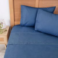 Sábana 144 Hilos Colores Lisos 2 P Azul N