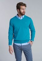 Sweater V Neck Solido F Turquoise