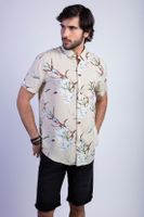 Camisa Estampada Flores Fj Khaki