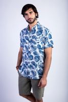 Camisa Estampada Palmera Fj Blue