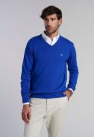 Sweater V Neck Solido F Blue