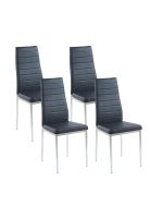 Pack de 4 Sillas Acolchadas Dining Liana con patas cromadas - Negras