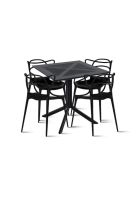 Mesa restaurant 80x80 Polipropileno + 4 Sillas Master Negras