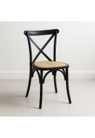 Silla Crossback Madera Rattan Negra