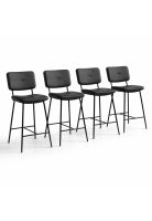 Pack de 4 Taburetes Alto Bronx Negro con Patas Metálicas Negras