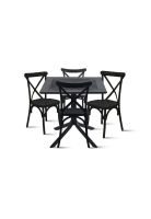 Mesa restaurant 80x80 Polipropileno + 4 Sillas Crossback Danubio - Negra