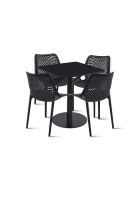 Mesa restaurant 70x70 Tubo Metal cubierta MDF + 4 Sillas Air Berlín - Negra