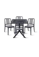 Mesa restaurant 80x80 Polipropileno + 4 Sillas Navy - Negra