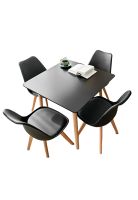 Comedor cuadrado negro 80cm - 4 Sillas tulip negras