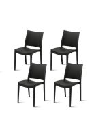 Pack de 4 Sillas de Terraza Exterior Tipo Restaurante - Negras