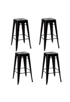 Pack de 4 Pisos Taburetes Tolix Altos - Negro
