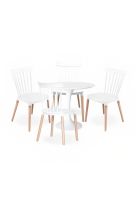 Comedor Mesa Tulip blanca 80cm + 4 sillas Windsor blanca