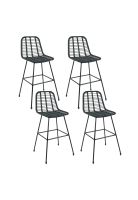 Pack de 4 Taburetes Alto de Terraza Rattan Grecia Color Negro