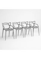 Pack de 4 sillas de terraza o comedor Master - Gris