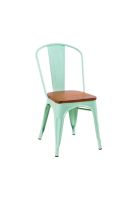 Silla Tolix con asiento de Madera Oscura Walnut - Menta