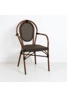 Silla Provence Parisina Rattan con reposabrazos - Café Oscuro