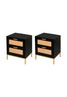 Pack de 2 Veladores Rattan Dark Dos Cajones