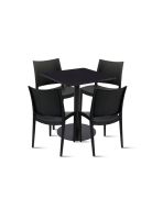 Mesa restaurant 70x70 Tubo Metal cubierta MDF + 4 Sillas Restaurante - Negra