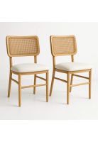 Pack de 2 Sillas de Estilo Natural con Respaldo Tejido y Asiento Acolchado