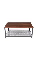 Mesa de centro metal madera oscura walnut enrejada 106x60