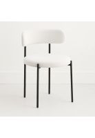 Silla Teddy de Tela con Patas Metálicas Negras - Crema