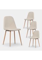 Pack de 4 Sillas Spoon Terciopelo - Crema