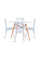 Comedor Eames 80cm redonda Blanca + 4 Sillas Crossback Danubio Blancas