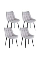 Pack de 4 Sillas de Comedor Macron Acolchada Terciopelo - Gris
