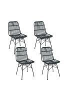 Pack de 4 Sillas de Comedor Terraza Rattan Grecia Color Negro