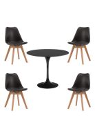 Comedor Tulip Negro 80cm - 4 Sillas tulip negras