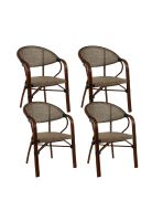 Pack de 4 Sillas Bistro Parisina Textileno con reposabrazos - Beige