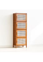 Vitrina EcoLuxe de Bambú y Ratán Sintético 4 Niveles