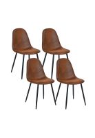 Pack de 4 Sillas Spoon Ecocuero vintage café oscuro