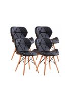 Pack de 4 Sillas Radar Acolchadas Ecocuero Negras