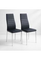 Pack de 2 Sillas Acolchadas Dining Liana con patas cromadas - Negras