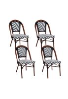 Pack de 4 Sillas Bistro Parisina Rattan - Blanca con negro