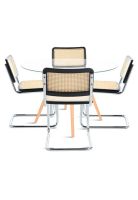 Comedor Mesa Eames 80cm redonda vidrio + 4 Sillas Breuer Madera - Negra