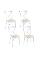 Pack de 4 Sillas Crossback Madera Rattan - Blancas